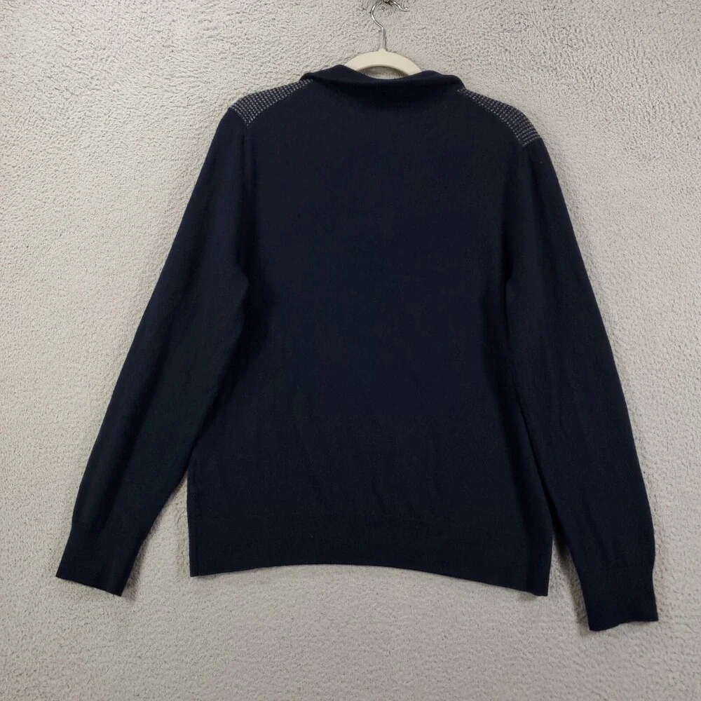 Banana Republic Extra Fine Merino Wool Sweater Mens L 1/4 Zip Pullover Blue